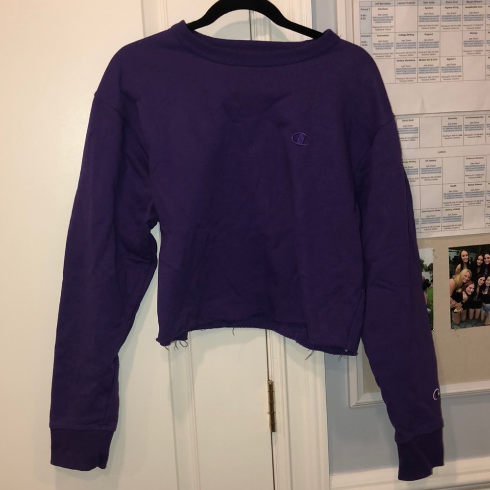 Purple cropped champion sweatshirt